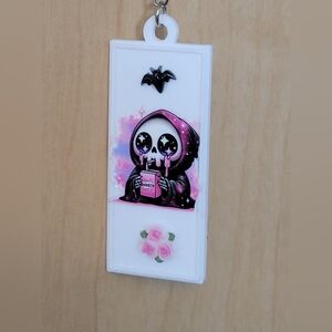 💀NEW 💀 Hand Crafted Pink and Black Reaper  Key Holder